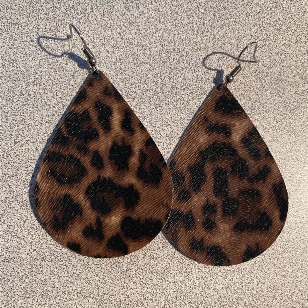 Cheetah faux leather earrings